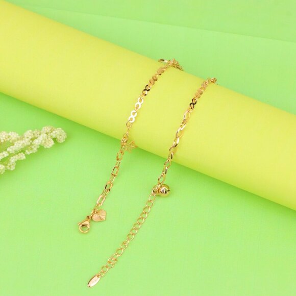 "Rose Gold Anklet with Fan, Star & Circle Charms, XPAL1174 - Picture 2 of 12